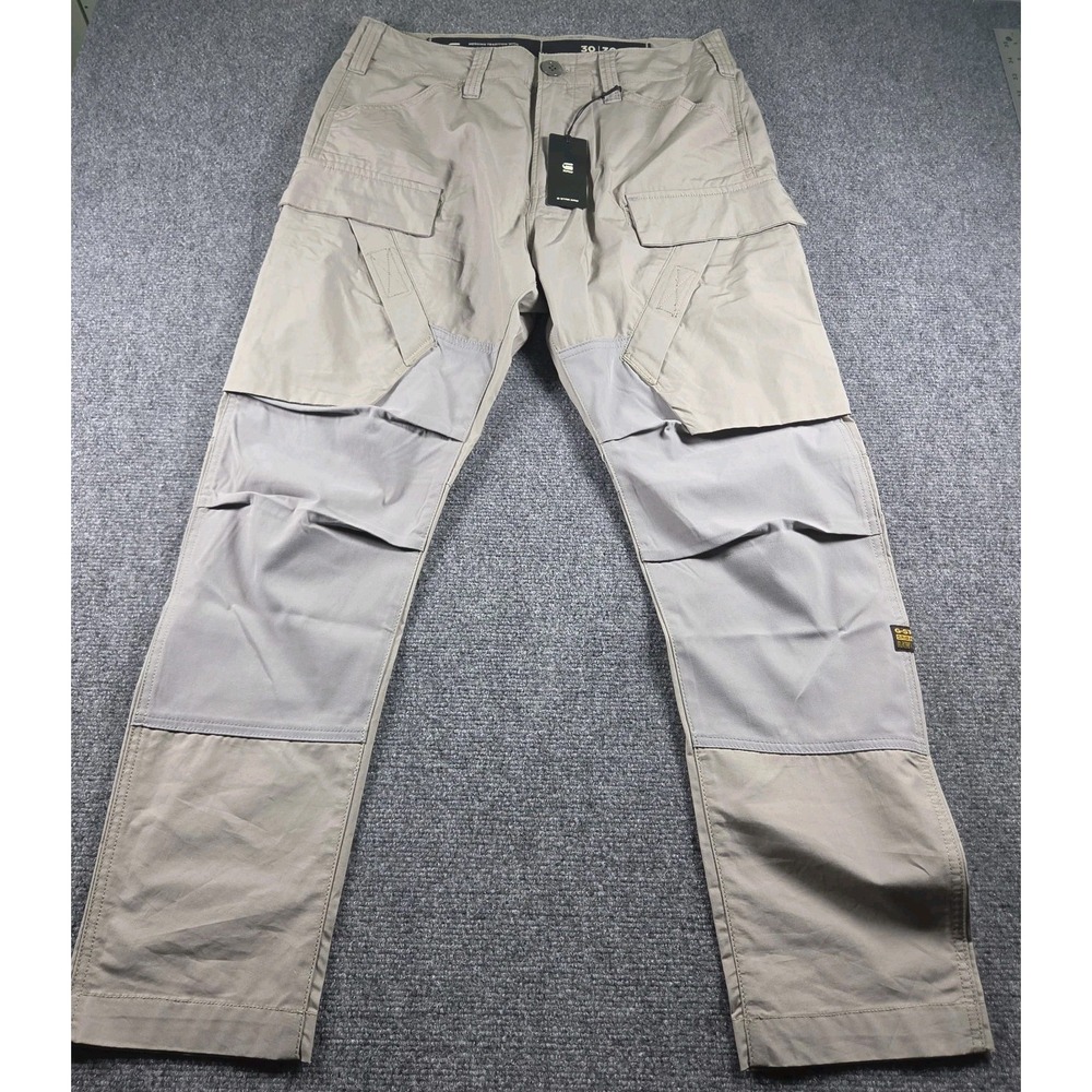 G-Star Raw 3D Pants Mens 30x30 Elephant Skin Regular Tapered Cargo Twill